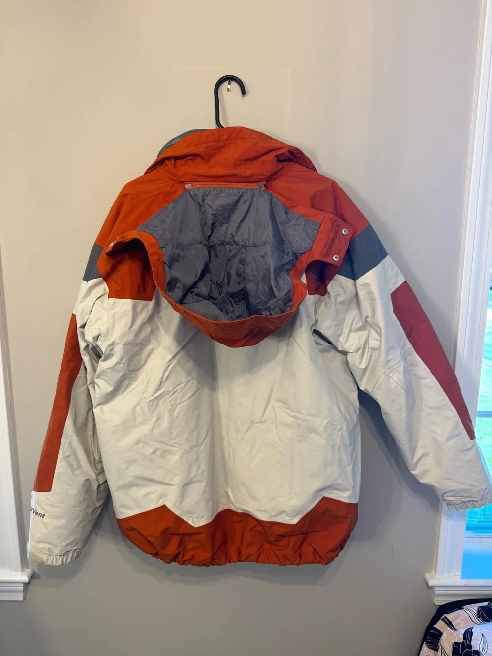 The North Face HyVent Colorblock Ski Jacket Cream Orange Gray Vintage Men's Sz L